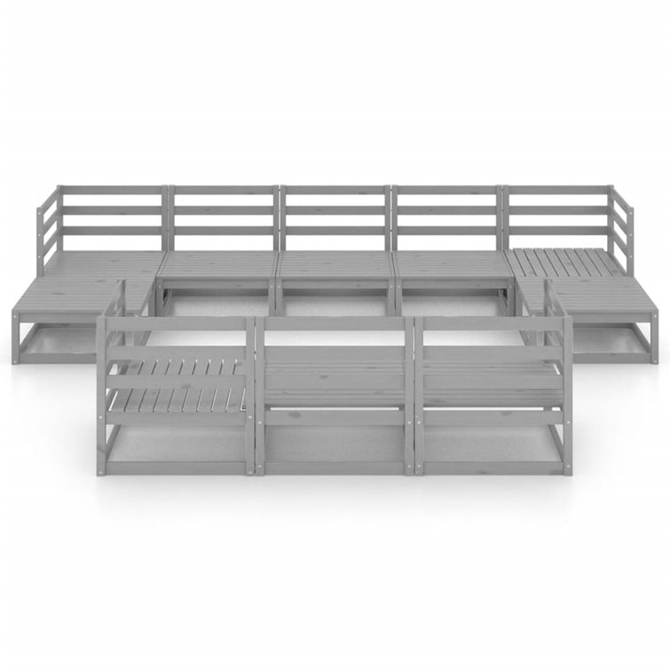 17 Stories 10 Piece Garden Lounge Set Solid Pinewood Wayfair.co.uk